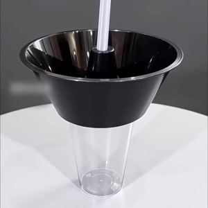 Portable Milk Tea Drink Snack Cup Bowl Sets for Kids Adults Reusable with Straw Leakproof for Fruit Storage Outdoor Use