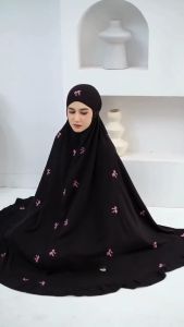 Mukena Pita Series Caquette Bordir Katun Lembut Telengkung Wanita Bahan Adem Dewasa Terbaru