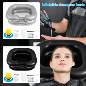 Inflatable Shampoo Basin Foldable Waterproof Hair Washing Basin with with Head and Neck Support Comfortable Hair Shampoo Bowl