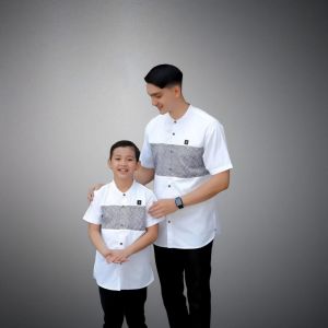 Baju Koko Couple Pria dewasa dan Anak Motif kausar Bahan Katun