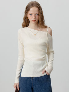 Áo Len Dệt Kim EGGKA Dành Cho Nữ Mùa Thu 2024 Áo Sơ Mi Lót Bên Trong Ôm Vừa Vặn Thiết Kế Mới Có Chi Tiết Xếp Ly Ở Vai