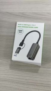 5000Mbps Wired USB Network Card Adapter 5Gbps High Speed Gigabit Network Adapter USB3.0 Type-C To RJ45 Ethernet Converter HUB