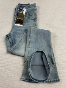 Quần Jeans Ống Loe Cạp Cao Co Giãn Ôm Dáng Cho Nữ Quần Dài Đến Sàn Phong Cách Retro Cao 175 Cm 180 Cm Quần Jeans Denim