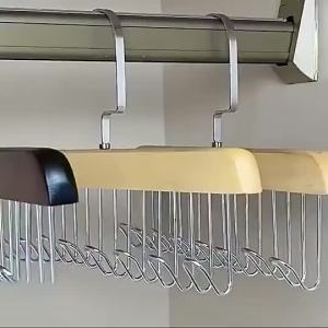 8 Hooks Non-Slip Solid Wood Hanger Space Saving Woman  Hanger Man Belt Tie Hanger Durable