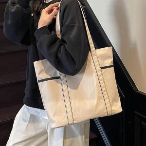 Large Capacity Canvas Yoga Tote Bag Womens 2025 New Daily Commuter Handbag Waterproof Shopping Bag Soft Shoulder Handle