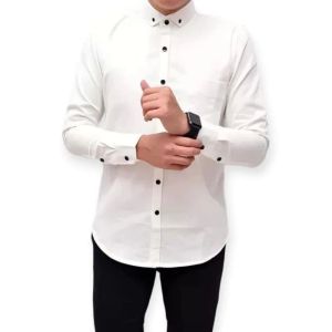 PAKET HEMAT 5 PCS Kemeja Pria Polos Lengan Panjang Slimfit Formal Kasual Kerja Kantor
