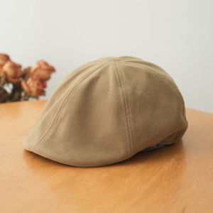 หมวกทรงปากเป็ดหนาสไตล์ย้อนยุคแบบย้อนยุคสไตล์อังกฤษสำหรับผู้หญิงในฤดูใบไม้ผลิและฤดูใบไม้ร่วง หมวกทรงปากเป็ดหนาสีพื้นสำหรับเด็ก