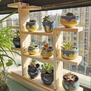 Windowsill Succulent Flower Stand Super Narrow Desktop Wood Solid Wood Shelf Classroom Class Plant Corner Storage Rack Simple Ornaments