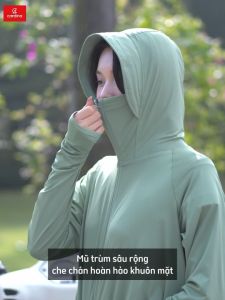 Áo Chống Nắng nữ CARDINA Ice text thiết kế cánh dơi mũ liền công nghệ cool max chống tia cực tím hiệu quả 4NHF03
