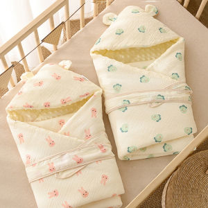 Warm Cotton Baby Swaddle Blanket 3D Doudou Velvet Newborn Sleeping Bag Hooded Boys Girls Sleepwear