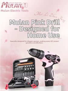 MULAN | Multifunctional Electric Drill Screwdriver Pink Tool Set