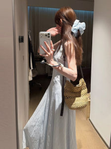 HUAYILING | French Vacation Style Sleeveless New Beautiful Waist Accentuating Long Dress