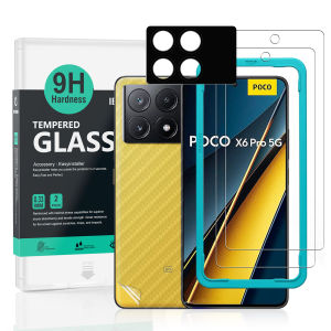 Ibywind For Xiaomi Poco X6 Pro 5G Screen Protetor with 2 Pcs Tempered Glass1 Pc Camera Lens Protector1 Pc Backing Carbon Fiber Film [Fingerprint ReaderEasy to install] No Ratings