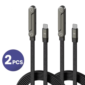 High-Power Braided Type-C Charging Cable Foldable Stand Design Universal Fast Charging Cord for iPhone iPad Xiaomi Honor