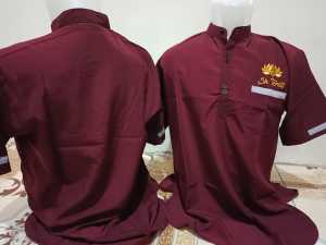kemeja koko merah motif bordir- kemeja kurta pria cod murah-baju koko kurta terbaru