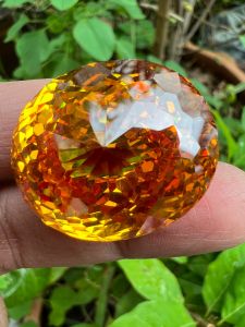 เพชรรัสเซีย ทรงกลม 130 กะรัต 24X28 มม (1 เม็ด PIECE) สีเหลือง BRILLIANT YELLOW DIAMOND พลอย CUBIC ZIRCONIA CZ OVAL PINEAPPLE CUT SHAPE