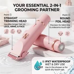Máy Cạo Râu Điện Dành Cho Nữ Hai Đầu Loại Bỏ Lông Tỉa Lông Cho Chân Nách Vùng Bikini Có Thể Sạc Lại