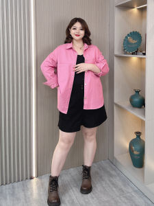 Pink Casual Shirt Jacket Womens Mid-Length Oversized Slimming Versatile Autumn New Style plus Size Comfortable Casual Top