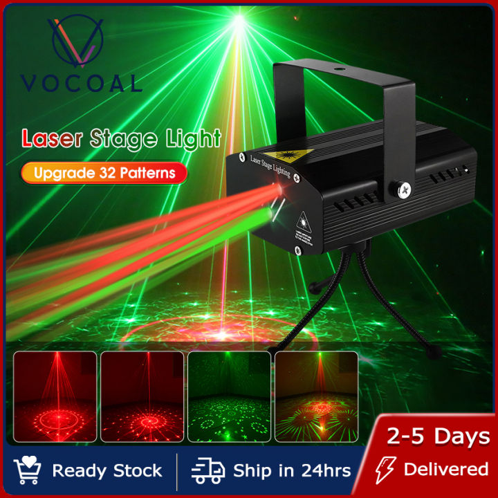 Vocoal RGB Laser Stage Lights 32 Pattern Party Projector Lights DJ