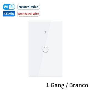 Tuya WiFi Smart Light Switch Neutral Wire/No Neutral Wire Required Wall Touch Switch 1/2/3 Gang Switch For Alexa Google Home