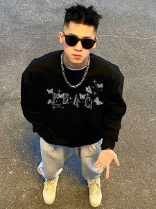 Áo Thun Nam Tay Dài in Chữ Bướm Phong Cách Mỹ Mùa Thu 2025 Thời Trang Mới Chất Liệu Cotton in Chuyển Nhiệt Kháng Khuẩn