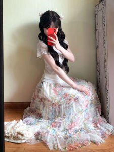 CHANGTONG | Unique Floral Tulle Layered Skirt