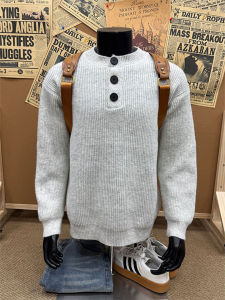 OUMULONG | Henry Neck Soft Knit Sweater For Men
