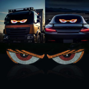 Car RGB Devils Eye LED Light 11 Modes Rear Window Decorative Light Universal Vehicle Decorative Warning Lamp with Flash Modes