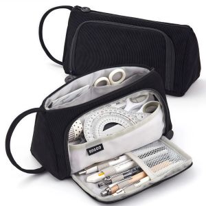 Simple storage corduroy pencil case spacious and durable multi-compartment design portable design school office supplies