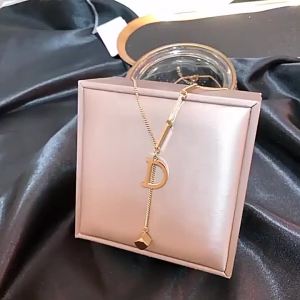 26Letter pendant non-fading titanium steel necklace for women simple square pendant collarbone chain minimalist style choker