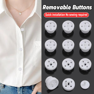 Ellebreen Removable Shirt Buttons Plastic Button DIY Quick Installation Buttons Black and White 8Pcs/Set