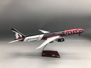 Qatar 777-300 airplane model 47CM Resin Replica collectible aircraft with light and wheels Collectible for Aviation Enthusiast