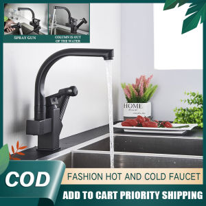 Guga Kitchen Faucet: Stainless Steel Pull-Out Kitchen Faucet 2 in 1 Faucet Can Rotate 360° Robot Faucet
