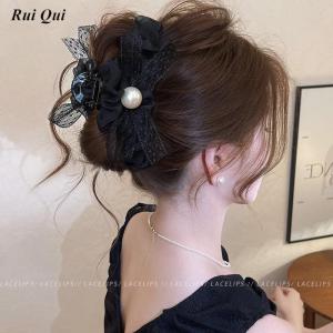 RUIQIU | Pearl Bow Mesh Barrette Hair Clip
