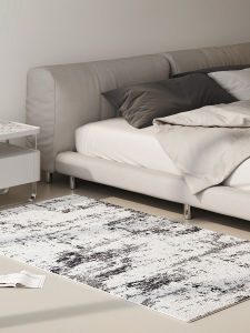 โมเดิร์น Minimalist สีดำ สีขาว พรมห้องนั่งเล่นโซฟาโต๊ะน้ําชาห้องนอนพรมข้างเตียงพรมปูพื้นสําหรับตกแต่งบ้าน