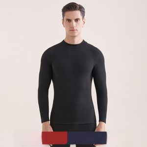 miiow | Mens Thermal Underwear Set Fleece Lined Thickened Cashmere Silk Long Sleeve High Collar Warm Comfortable Polyester Blend