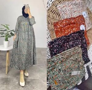 {NEW ARRIVAL 2025} MIDI DRESS TERMURAH MOTIF BUNGA CANTIK BAHAN RAYON PREMIUM/HOME DRESS WANITA DEWASA KEKINIAN/MIDI DRESS MOTIF TERBARU JUMBO BUSUI TERLARIS 2025