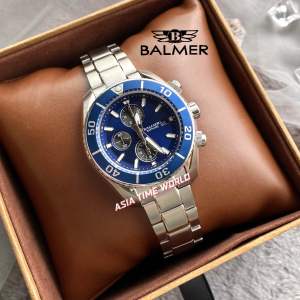 [Original] A8820G SS-5 Balmer Chronograph Sapphire Mens Watch with Blue Dial and 50m Water Resistant Silver Stainless Steel Bracelet | Official Warranty