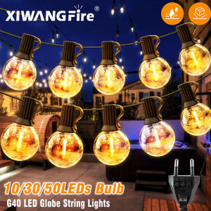 G40 LED Globe String Lights Outdoor EU Plug IP65 Plastic Bulbs Balcony Garland Fairy Lamps for Wedding Christmas Party Decor