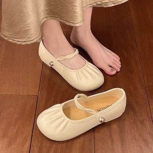French Style Soft Bottom Flat Mouth Single Shoes Womens Summer Versatile Skirt Matching Soft Bottom Shoes Comfortable Slip-On PVC