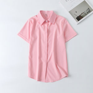 Spring Summer New Anti-Wrinkle Chiffon White Shirt Women Short Sleeve OL Elegant Half Sleeve Shirt Formal Wear Polyester Cotton