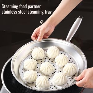 Stainless Steel Steamer Tray Household Steaming Frying Pans