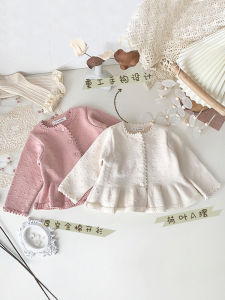 Spring Autumn Knitted Cardigan Sweater Thin round Neck Girls Baby Pure Color Outerwear Soft Cotton Long Sleeve Comfortable Kids Wear