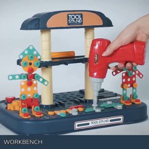 Workbench Tool Bench Set for Kids - Tool Box Toolbench Drill Hammer Spanner Screw Toy Set - Pretend Play Early Education Toys for Boy Girl Kids - Mainan Budak Lelaki Perempuan Kanak Kanak - Christmas Present