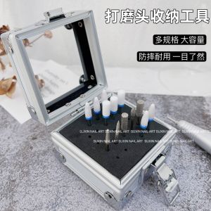 อลูมิเนียมแบบพกพาเล็บหัวกล่องเก็บฝุ่น Anti-Fall ฝาครอบจอแสดงผลเครื่องมือกล่องเก็บ 25 หลุม