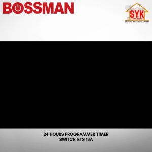 SYK BOSSMAN BTS-13A 13A 3200W 24 Hours Programme Square Timer Switch Plug 3-Pin Plug Adapter 24 Jam Suis Pemasa