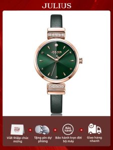 Julius | Đồng Hồ Đàn Ông Vintage Mỏng Màu Xanh Chống Nước
