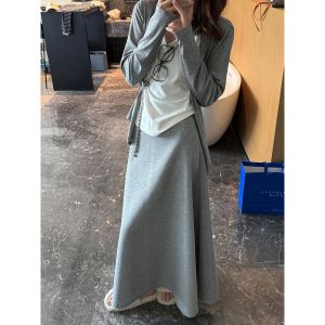 Váy Chữ a Cạp Cao Cho Bà Bầu Mùa Thu Đông Dài Vừa Phải Màu Trơn Thoải Mái Thường Ngày Cho Phụ Nữ Mang Thai