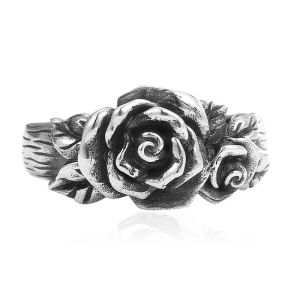 European and American Retro Rose Flower Opening Ring Personality Simple Female Palace Index Finger Adjustable Finger Ring