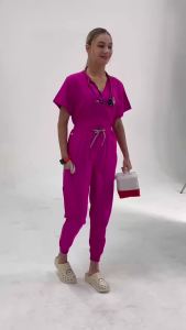 Red Women Working Uniforms Top Jogger Pants Scrubs Nurse Sets Pet Dental Hospital Medical Outfits S21